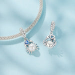 Crab with Pearl & Blue Heart Dangle Charm