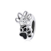 Crystal Heart & Paw Print Charm
