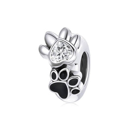 Crystal Heart & Paw Print Charm