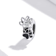Crystal Heart & Paw Print Charm