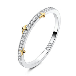 Dainty Star Accent Pavé Band Ring