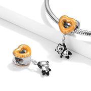 Dangling Panda & Orange Heart Charm