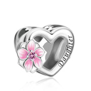 Daughter Heart Cherry Blossom Charm
