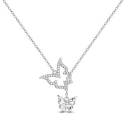Dazzling Duo Butterfly Pendant Necklace
