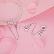 Delicate Pink Crystal Heart Safety Chain Charm