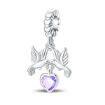 Doves of Peace with Amethyst Heart Pendant