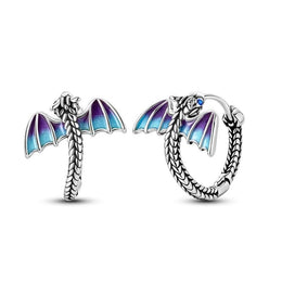 Dragon Wing Hoop Earrings with Iridescent Detailing