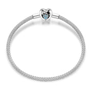 Elegant Heart Clasp Bracelet with Blue Paw Gemstones