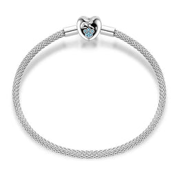 Elegant Heart Clasp Bracelet with Blue Paw Gemstones