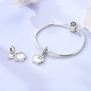 Elegant Mother of Pearl Clover & Flower Dangle Charm