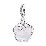 Elegant Mother of Pearl Clover & Flower Dangle Charm