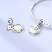 Elegant Mother of Pearl Clover & Flower Dangle Charm