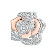 Elegant Rose Gold Bloom with Sparkling Crystal Petals Charm