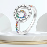 Elegant Sparkling Round Family Forever Rainbow Stone Ring
