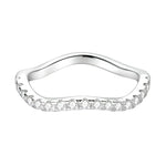 Elegant Sterling Silver Wavy Ring with Crystal Highlights