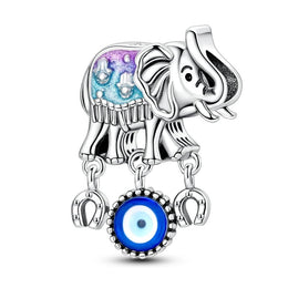 Elephant with Evil Eye & Horseshoe Charm