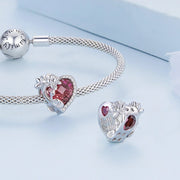 Floral Heart Crystal Birthstone Charms