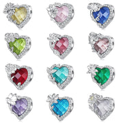 Floral Heart Crystal Birthstone Charms