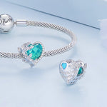 Floral Heart Crystal Birthstone Charms