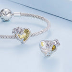 Floral Heart Crystal Birthstone Charms