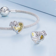 Floral Heart Crystal Birthstone Charms