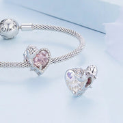 Floral Heart Crystal Birthstone Charms