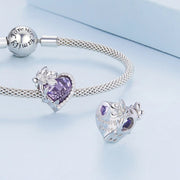 Floral Heart Crystal Birthstone Charms