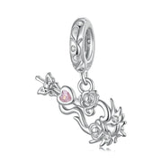 Flower Violin Pink Heart Charm