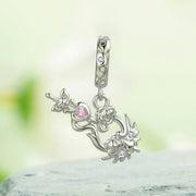 Flower Violin Pink Heart Charm