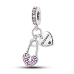 Forever Linked Hearts Safety Pin Dangle Charm