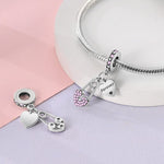 Forever Linked Hearts Safety Pin Dangle Charm