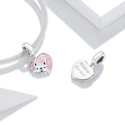 French Bulldog Love Pink Heart Dangle Charm