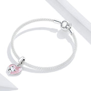 French Bulldog Love Pink Heart Dangle Charm