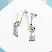 Giraffe Drop Earrings with Enamel Details