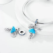 Glow in the Dark Jellyfish Clam and Starfish Triple Dangle Charm