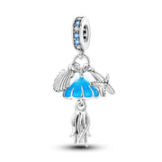 Glow in the Dark Jellyfish Clam and Starfish Triple Dangle Charm