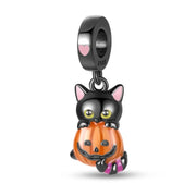 Glow in the Dark Luminous Cat with Pumpkin Dangle Charm