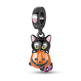 Glow in the Dark Luminous Cat with Pumpkin Dangle Charm