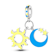 Glow in the Dark Luminous Sun and Moon with Stars Dangle Charm
