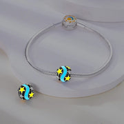 Glow in the Dark Luminous Yellow Star Blue Ribbon Charm