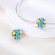 Glow in the Dark Luminous Yellow Star Blue Ribbon Charm