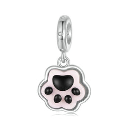 Glow in the Dark Pink Paw Print Dangle Charm