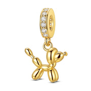 Golden Balloon Dog Dangle Charm