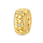 Golden Floral Blossom with Crystal Accents Clip Charm