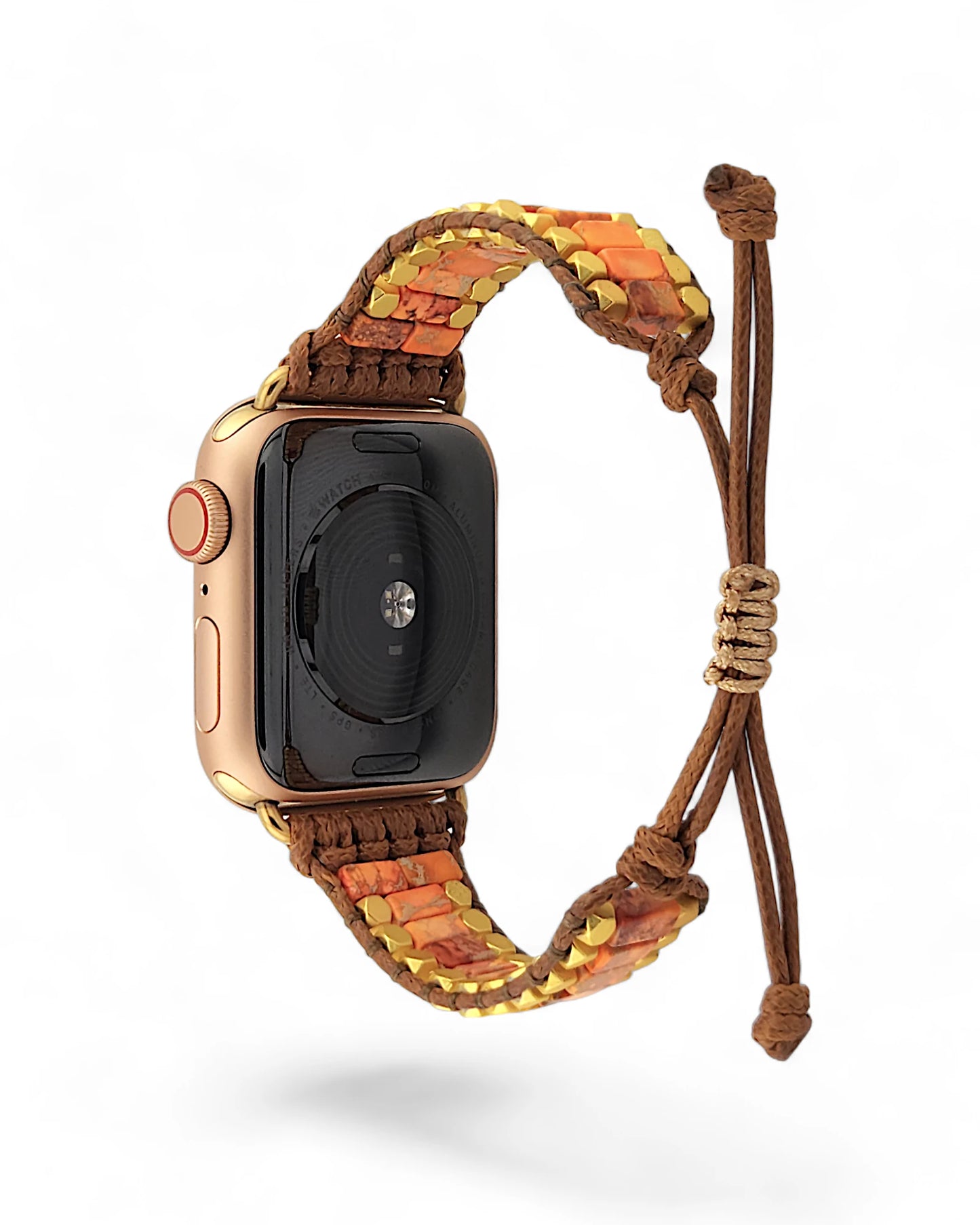 Golden Mosaic Orange Jasper Inlay Apple Watch Band