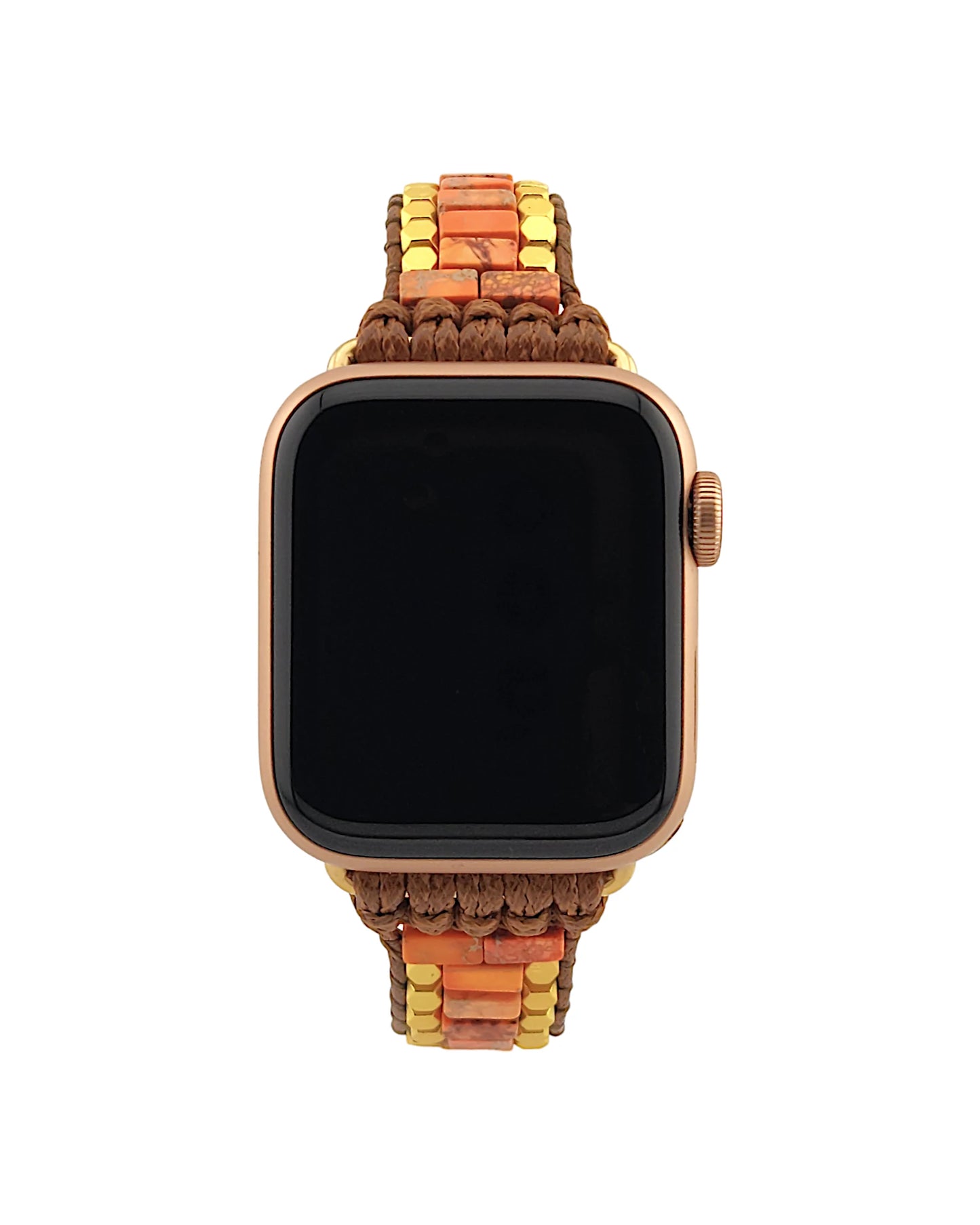 Golden Mosaic Orange Jasper Inlay Apple Watch Band