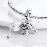 Graduation Cap, Diploma & Flowers Triple Dangle Charm