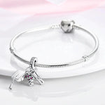 Graduation Cap, Diploma & Flowers Triple Dangle Charm