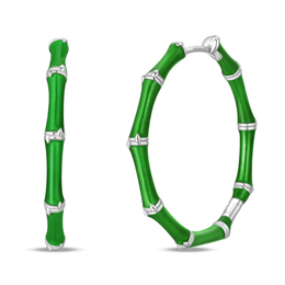 Green Bamboo Hoop Earrings