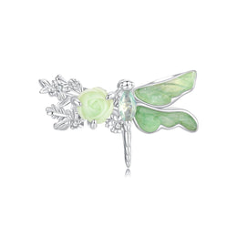 Green Dragonfly and Rose Charm